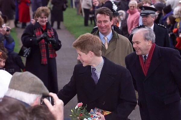 Prince Harry at Christmas Day church December 1999 service on the Sandringham