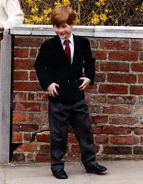 Prince Harry flannels blazer shirt tie attending an Easter Service