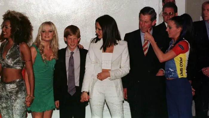 Framed Print : Prince Harry meets Spice Girls November 1997 (Ginger Spice) Geri Halliwell