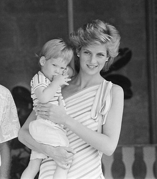 Prince Harry and his mother HRH Princess Diana, the Princess of Wales are on holiday with