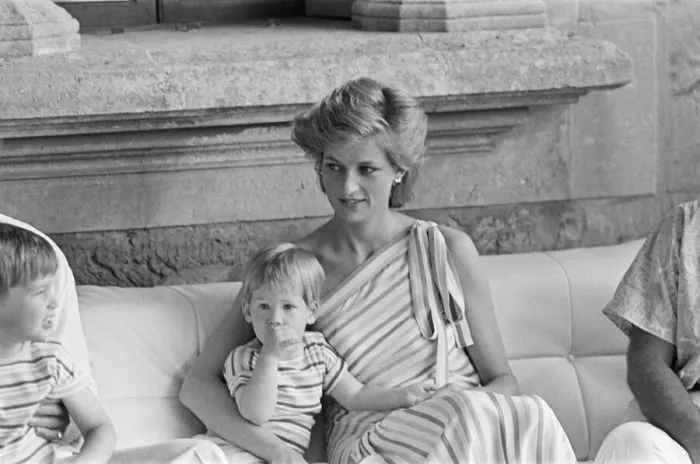 Framed Print : Prince Harry and his mother HRH Princess Diana, the Princess of Wales are on holiday with Framed Print : Prince Harry and his mother HRH Princess Diana, the Princess of Wales are on holiday with