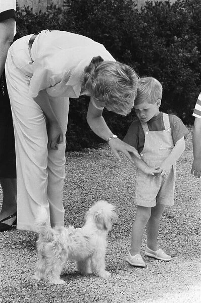 Prince Harry and his mother Princess Diana. He is on holiday with his family