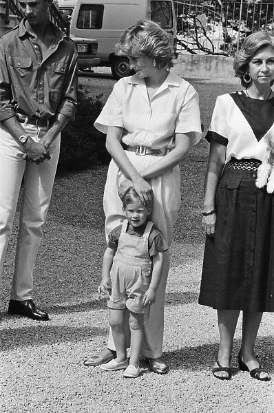 Prince Harry and his mother Princess Diana. He is on holiday with his family