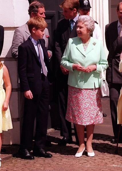 Prince Harry and Queen Elizabeth II at Clarence House August 1998 for the Queen