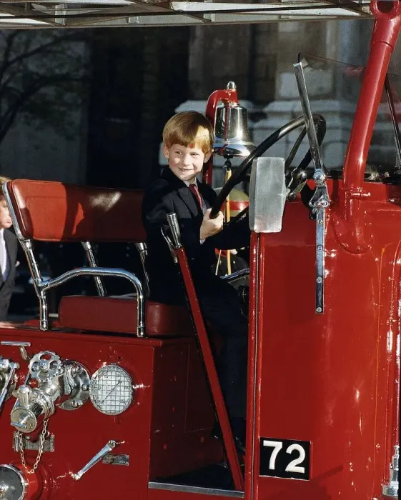 Framed Print : Prince Harry sitting at the wheel of a 1937 fire engine October 1990 Framed Print : Prince Harry sitting at the wheel of a 1937 fire engine October 1990