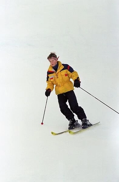 Prince Harry on the ski slopes of Klosters during an official photocall. January 1998