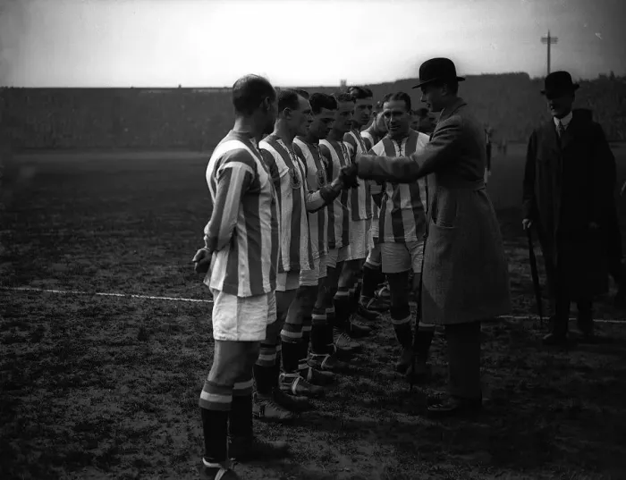 Framed Print : Prince Henry greets the Huddersfield team June 1920 before the Cup Final Framed Print : Prince Henry greets the Huddersfield team June 1920 before the Cup Final