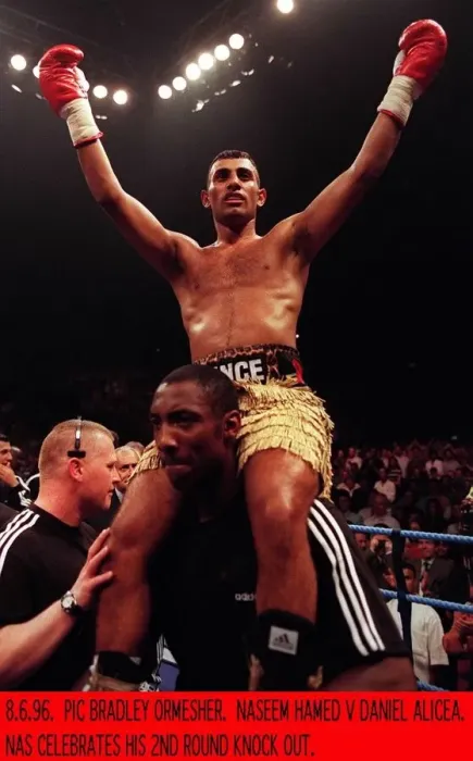 Framed Print : Prince Naseem Hamed boxer and WBO featherweight champion celebrates his 2nd round knock