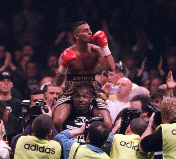 Framed Print : Prince Naseem Hamed Boxing celebrating at the London Docklands Arena this evening Framed Print : Prince Naseem Hamed Boxing celebrating at the London Docklands Arena this evening