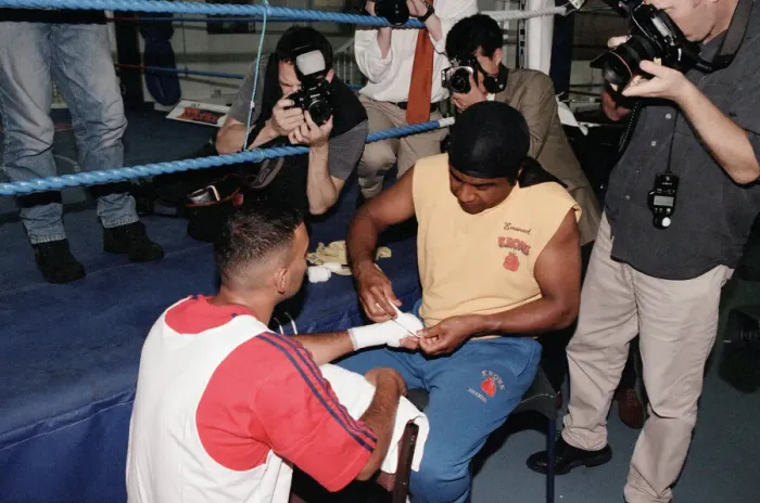 Framed Print : Prince Naseem Hamed with his new trainer Emanuel Steward From The Kronk Gym In Detroit Framed Print : Prince Naseem Hamed with his new trainer Emanuel Steward From The Kronk Gym In Detroit