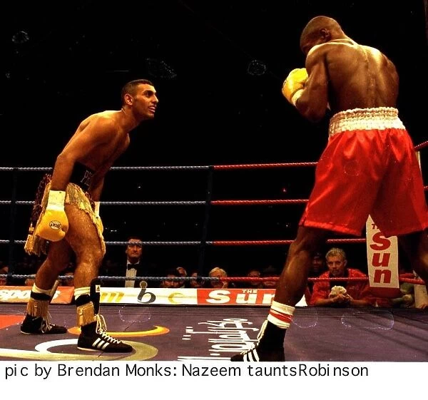 Prince Naseem Hamed taunts Steve Robinson during WBO featherweight championship fight at