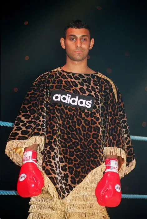 Framed Print : Prince Naseem Hamed the WBO Featherweight Champion in the new Adidas promotion Framed Print : Prince Naseem Hamed the WBO Featherweight Champion in the new Adidas promotion