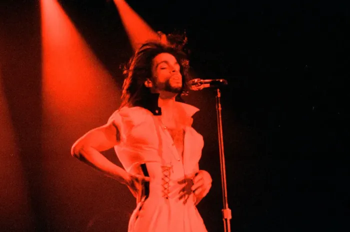 Framed Print : Prince performing on stage at Wembley 22nd June 1990 Nude World Tour *** Local