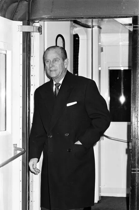 Framed Print : Prince Philip, Duke of Edinburgh arrives at Coventry Station. 6th March 1987 Framed Print : Prince Philip, Duke of Edinburgh arrives at Coventry Station. 6th March 1987