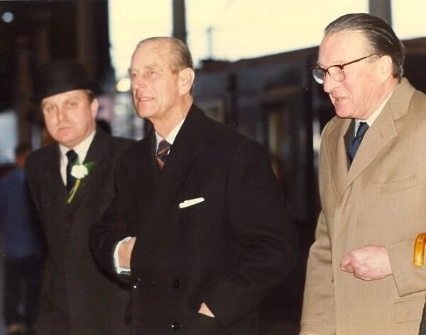 Prince Philip, Duke of Edinburgh, arriving at Newcastle Central Station