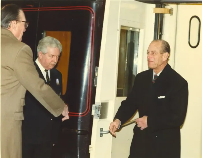 Framed Print : Prince Philip, Duke of Edinburgh, arriving at Newcastle Central Station