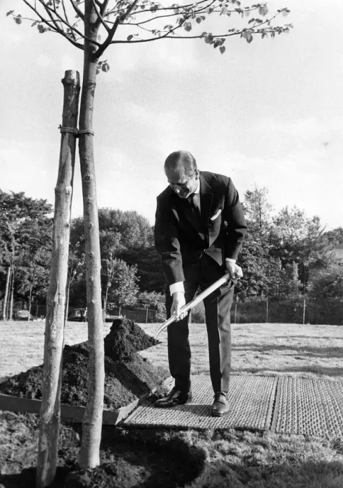 Framed Print : Prince Philip, Duke of Edinburgh at the Cheetham and Crumpsall model allotments in