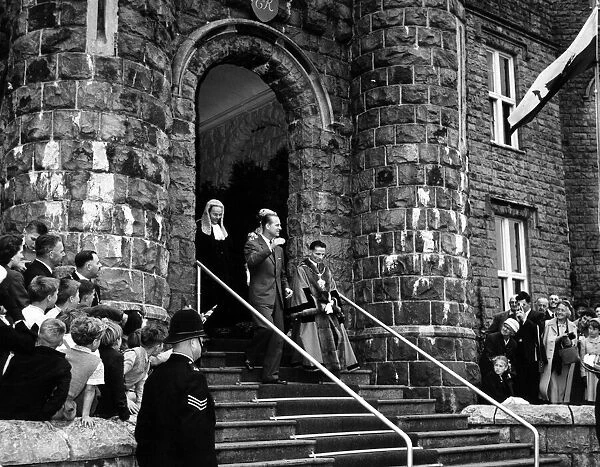 Prince Philip, Duke of Edinburgh leaving Cyfarthfa Castle. July 1958