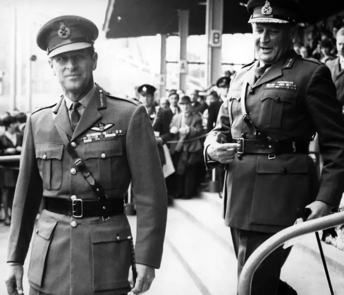 Framed Print : Prince Philip, Duke of Edinburgh with Major General Readat the Armex Framed Print : Prince Philip, Duke of Edinburgh with Major General Readat the Armex