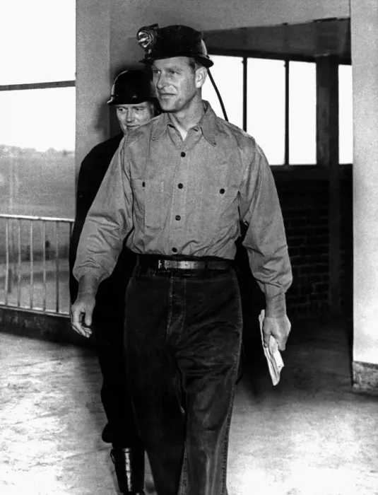 Framed Print : Prince Philip, Duke of Edinburgh, in mining clothes on a visit to Rothes Colliery in
