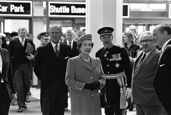 Prince Philip, Duke of Edinburgh and Queen Elizabeth II visit the new exhibition halls at