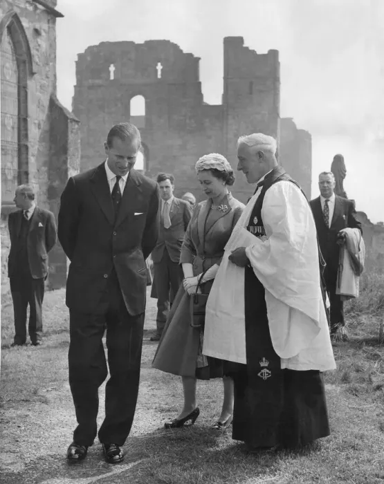 Framed Print : Prince Philip, Duke of Edinburgh, and The Queen during a visit to Holy Island Framed Print : Prince Philip, Duke of Edinburgh, and The Queen during a visit to Holy Island