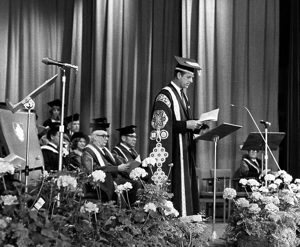 Prince Philip, Duke of Edinburgh at Salford University Degree day. 17th July 1971