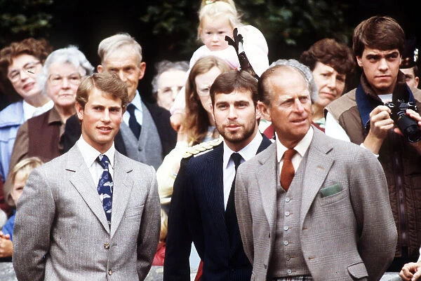 Prince Philip, the Duke of Edinburgh, with his two sons Prince Edward