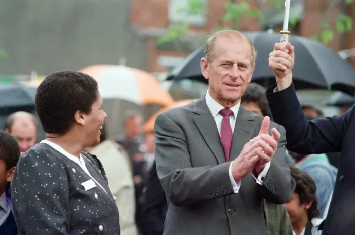Framed Print : Prince Philip, Duke of Edinburgh tours the Century Drive housing development off Albert