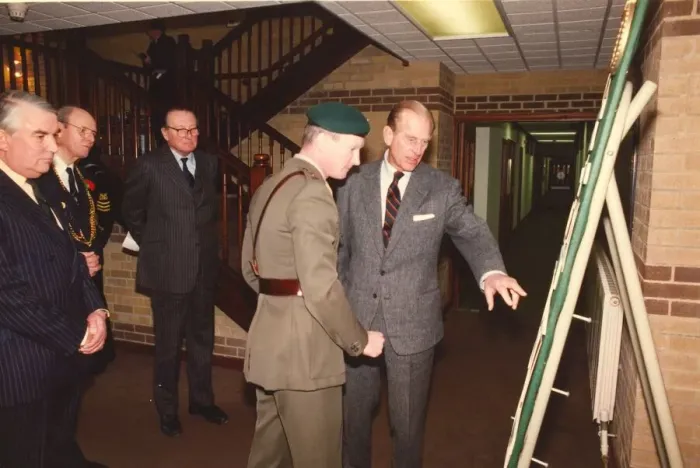 Framed Print : Prince Philip, Duke of Edinburgh, during his visit to the Royal Marines Reserve at Anzio Framed Print : Prince Philip, Duke of Edinburgh, during his visit to the Royal Marines Reserve at Anzio