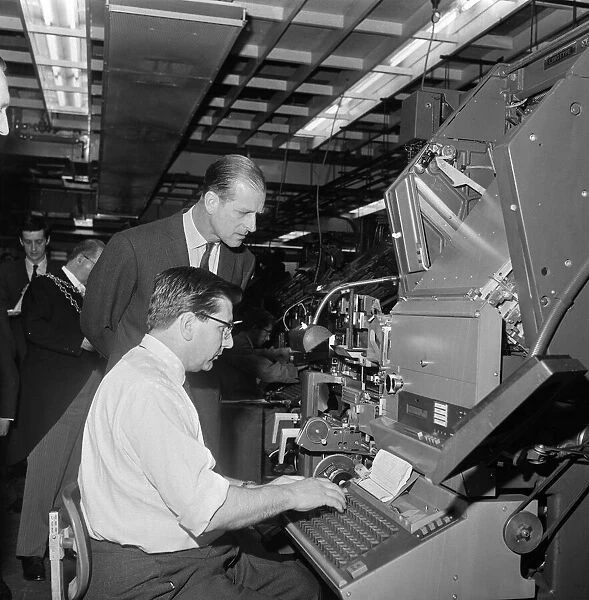Prince Philip, Duke of Edinburgh, visiting the Birmingham Post and Mail offices
