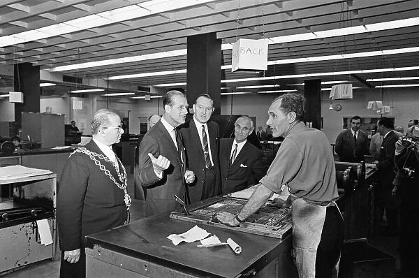 Prince Philip, Duke of Edinburgh, visiting the Birmingham Post and Mail offices