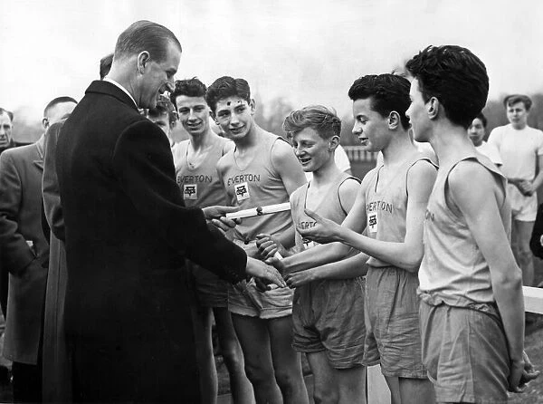 Prince Philip, Duke of Edinburgh, visiting Liverpool. At the Liverpool Boys