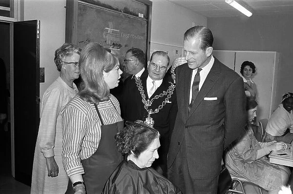 Prince Philip, Duke of Edinburgh, visiting the College of Food and ROSPA. West Midlands