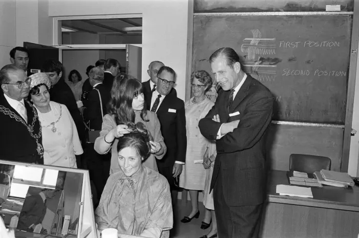 Framed Print : Prince Philip, Duke of Edinburgh, visiting the College of Food and ROSPA. West Midlands Framed Print : Prince Philip, Duke of Edinburgh, visiting the College of Food and ROSPA. West Midlands