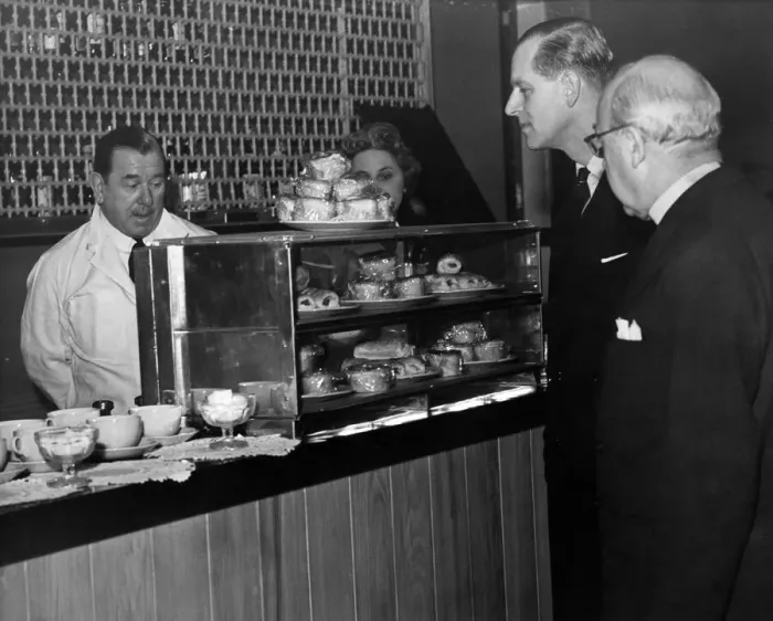 Framed Print : Prince Philip, Duke of Edinburgh, visiting Liverpool. Meat pies Framed Print : Prince Philip, Duke of Edinburgh, visiting Liverpool. Meat pies