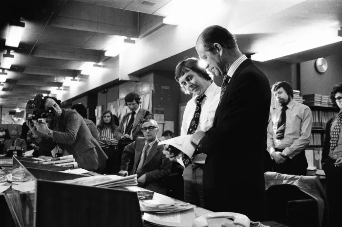 Framed Print : Prince Philip, Duke of Edinburgh, visiting the offices of the Daily Mirror Newspaper in Framed Print : Prince Philip, Duke of Edinburgh, visiting the offices of the Daily Mirror Newspaper in