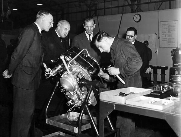 Prince Philip, The Duke of Edinburgh, visiting the Rover company in Solihull