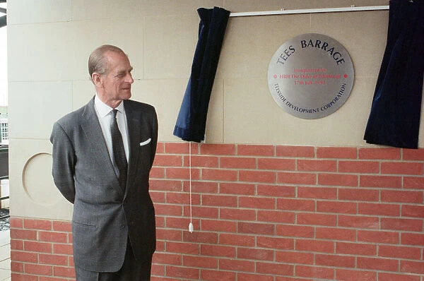 Prince Philip, Duke of Edinburgh, visiting Tees Barrage for its official opening