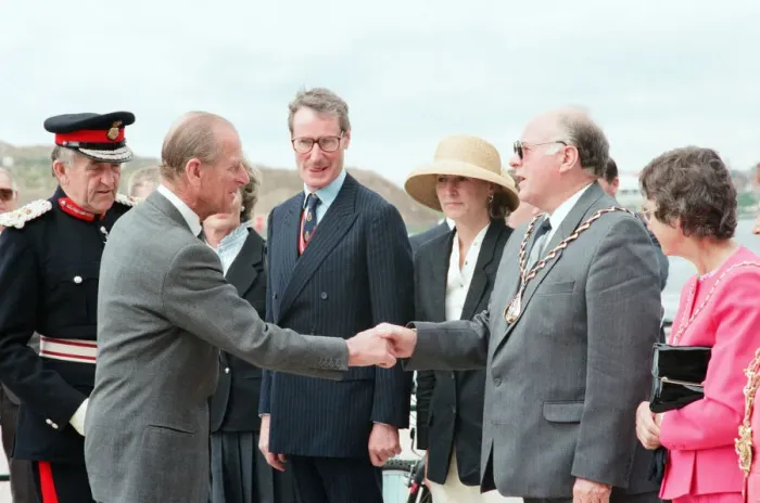 Framed Print : Prince Philip, Duke of Edinburgh, visiting Tees Barrage for its official opening Framed Print : Prince Philip, Duke of Edinburgh, visiting Tees Barrage for its official opening
