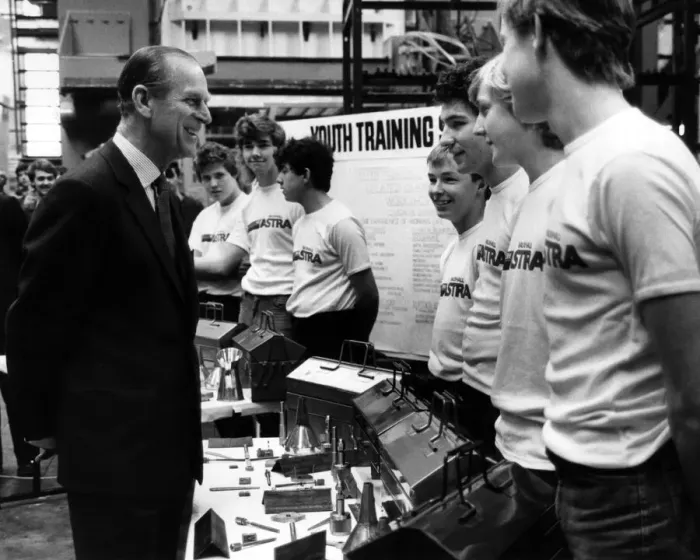 Framed Print : Prince Philip, Duke of Edinburgh, visiting Vauxhall Ellesmere Port factory Framed Print : Prince Philip, Duke of Edinburgh, visiting Vauxhall Ellesmere Port factory