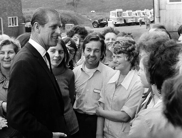 Prince Philip, Duke of Edinburgh visits British Vita, Middleton. 28th June 1972