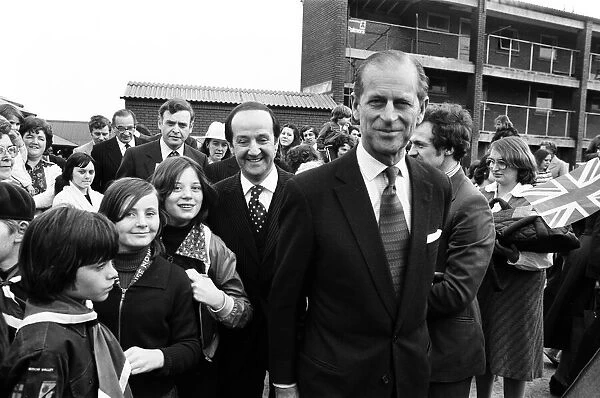 Prince Philip, Duke of Edinburgh visits the Church Hill Estate, Redditch. 4th May 1978