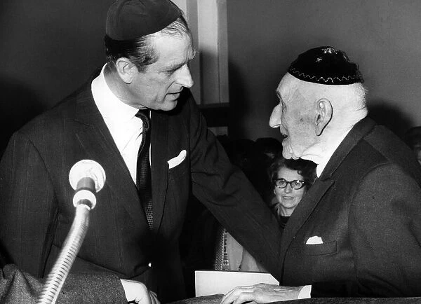 Prince Philip, Duke of Edinburgh visits Heathlands. In the synagogue he meets
