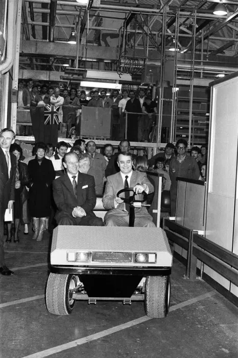 Framed Print : Prince Philip, Duke of Edinburgh visits the Jaguar assembly plant at Browns Lane