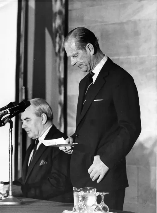 Framed Print : Prince Philip, Duke of Edinburgh, visits Newcastle to address a North-East Coast Framed Print : Prince Philip, Duke of Edinburgh, visits Newcastle to address a North-East Coast