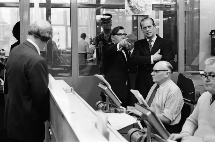 Framed Print : Prince Philip, Duke of Edinburgh visits the offices of the Daily Mirror, Holborn office Framed Print : Prince Philip, Duke of Edinburgh visits the offices of the Daily Mirror, Holborn office