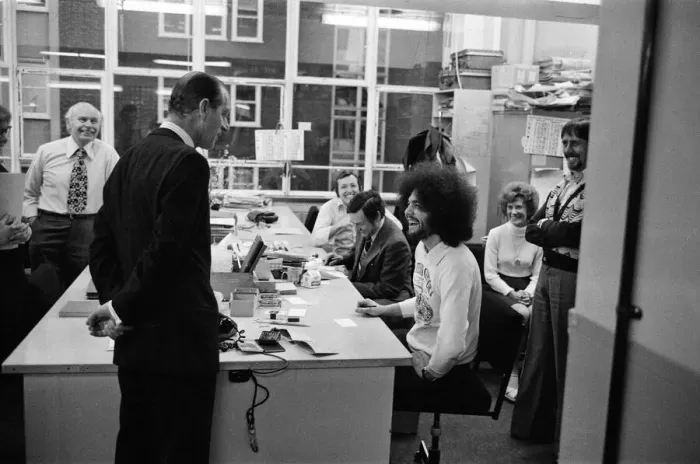 Framed Print : Prince Philip, Duke of Edinburgh visits the offices of the Daily Mirror, Holborn office Framed Print : Prince Philip, Duke of Edinburgh visits the offices of the Daily Mirror, Holborn office