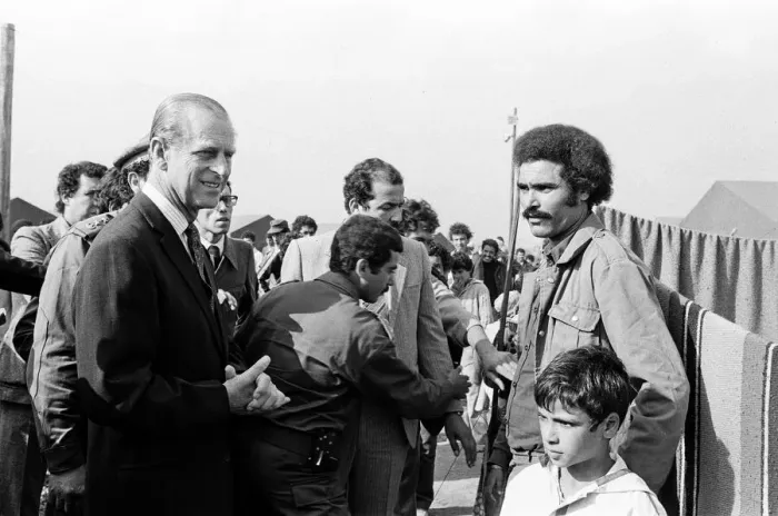 Framed Print : Prince Philip, Duke of Edinburgh visits the site of the El Asnam earthquake, Algeria Framed Print : Prince Philip, Duke of Edinburgh visits the site of the El Asnam earthquake, Algeria