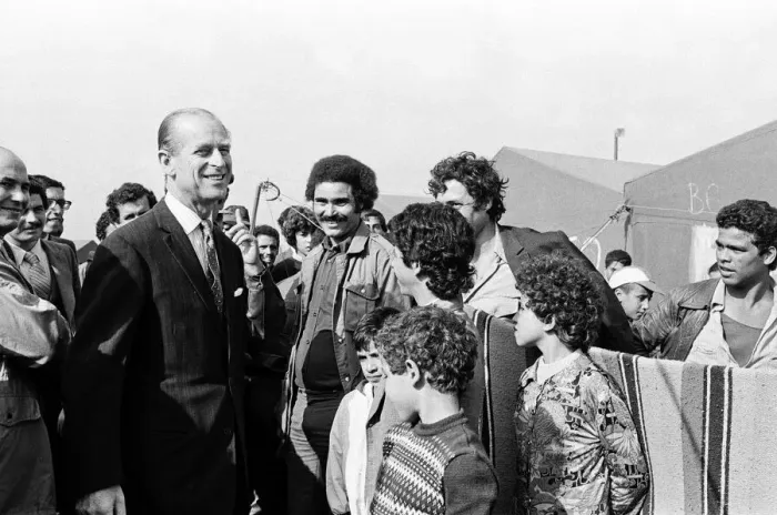 Framed Print : Prince Philip, Duke of Edinburgh visits the site of the El Asnam earthquake, Algeria